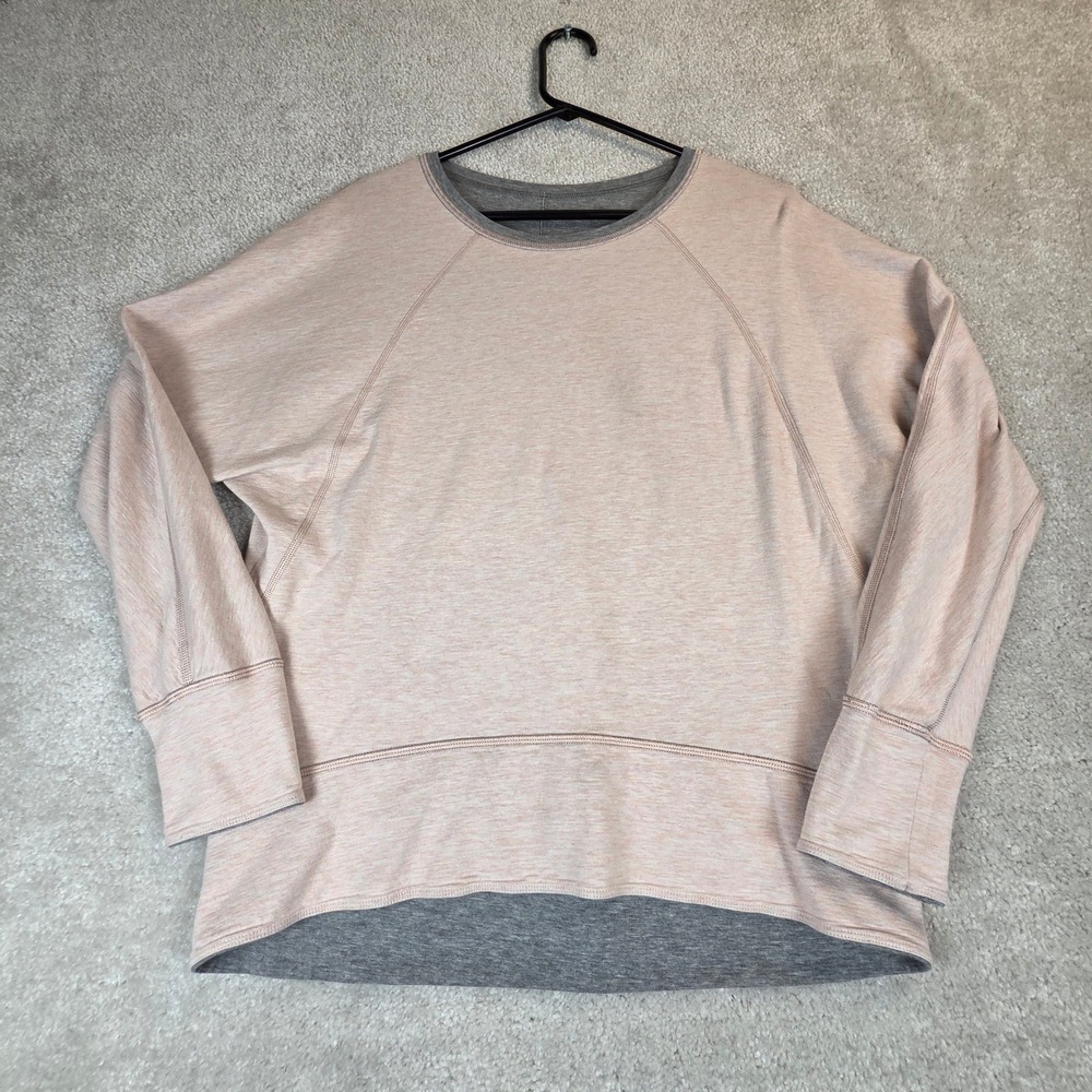Lululemon Time Out Crew Neck T Shirt Womens Reversible Heathered Pink Gray Top